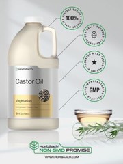 Castor Oil 64 oz Cold Pressed | 100% Pure Hexane Free | Vegetarian | by Horbaach