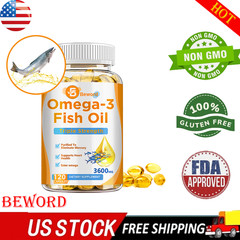 3x Strength EPA & DHA Omega 3 Fish Oil 3600mg, Highest Potency, 4 × 120 Softgels