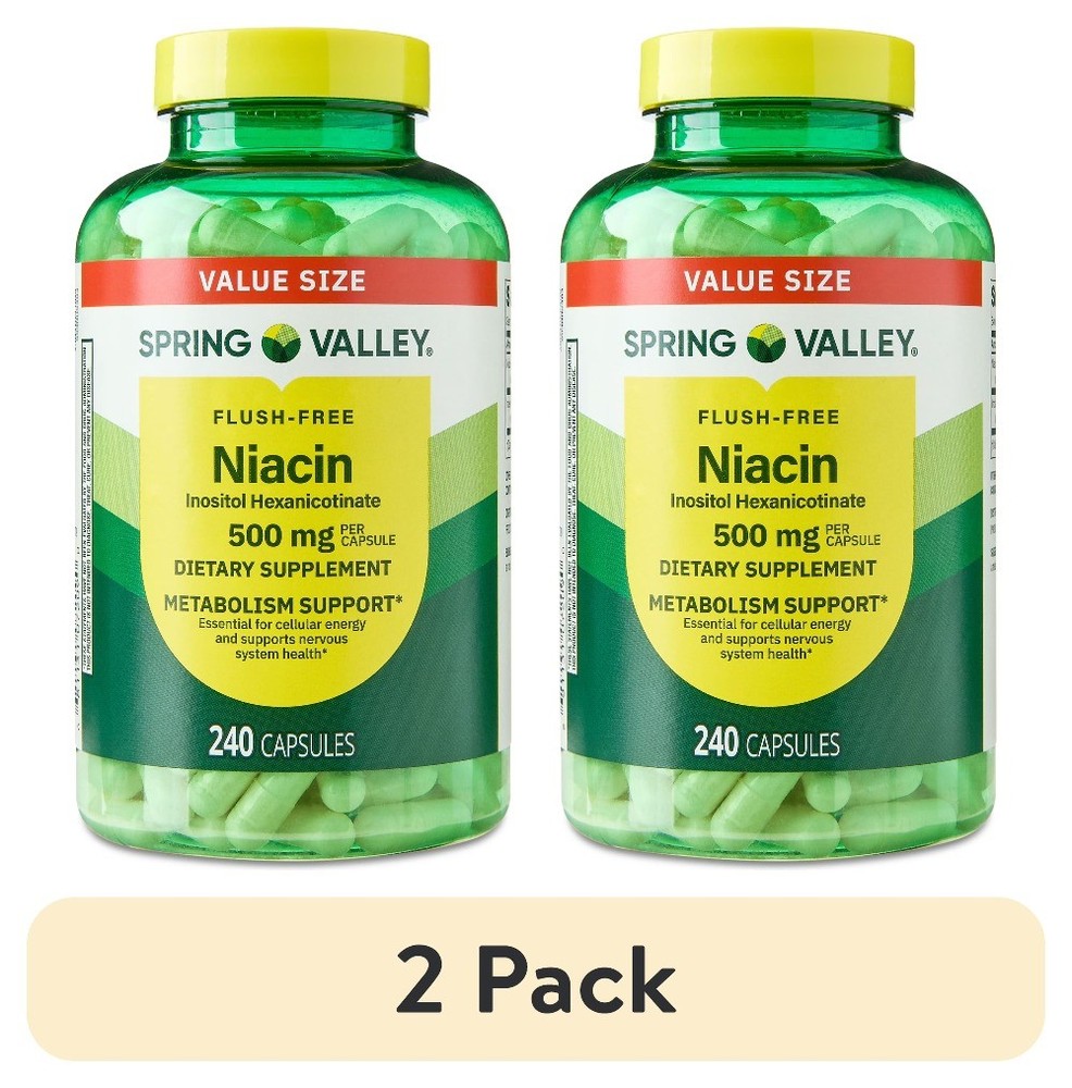(2 pack) Valley Flush Free Niacin Dietary Supplement Capsules
