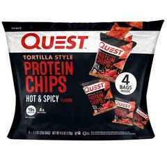 🔴 New Quest Original Style Tortilla Protein Hot & Spicy Chips 4.5oz (1 Bag)