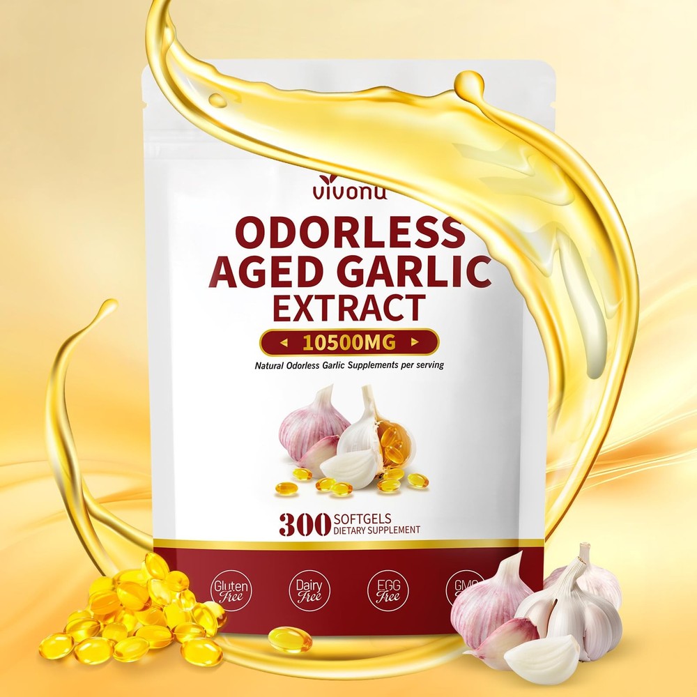 Aged Garlic Extract 300 Softgels 10500mg Odorless w Magnesium For Heart & Immune