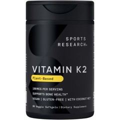 Vitamin K2 MK7 100mcg with Coconut Oil – 60 Veggie Softgels (2 Month Supply)
