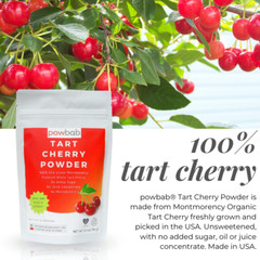 powbab Tart Cherry Powder-100% USA Montmorency Organic Whole Tart Cherry (3.4oz)