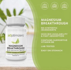 Bioptimizers Magnesium Breakthrough 4 ~ 7 essential forms 30 capsules 250mg ea