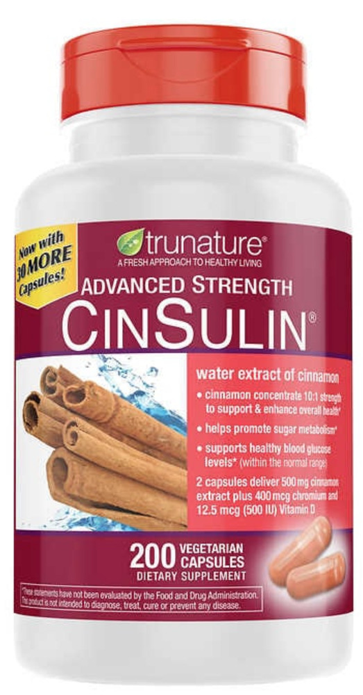 trunature Advanced Strength CinSulin 200 Vegetarian Capsules EXP 11/24