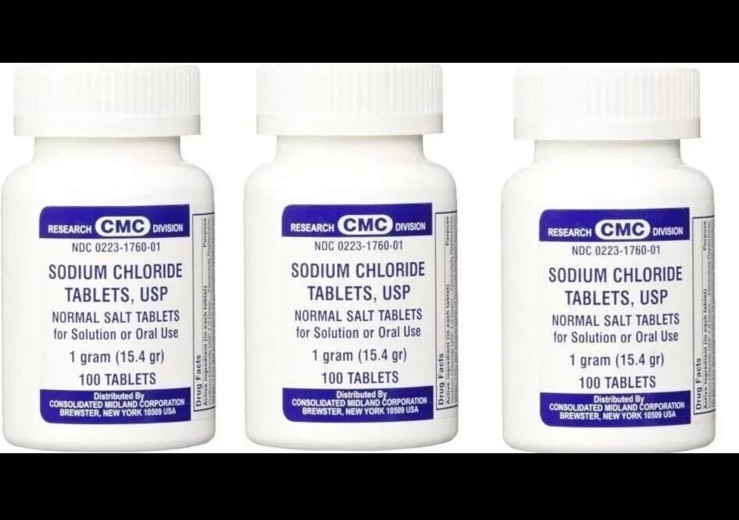 Sodium Chloride Tablets 1 Gram 100 Per Bottle Salt *Three Pack*