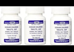 Sodium Chloride Tablets 1 Gram 100 Per Bottle Salt *Three Pack*