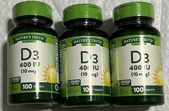 New Nature’s Truth D3 400 IU Tablets (10 mcg) 100 Ct X3-12/2026