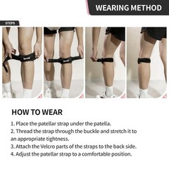 2 Pack GOUNOD Patellar Tendon Support Strap Knee Brace One Size Black NEW