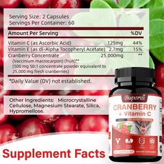 Cranberry + Vitamin C 120pcs – Prostate Health, Kidney Support, Antioxidant