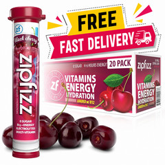 Zipfizz Daily Energy Drink Powder, Black Cherry, 20 Pack 3-in-1 Sustained Energ