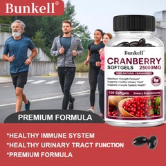 Cranberry 25000mg Fruit Extract with Vitamin C Softgels 120 Capsules