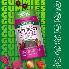 Beet Root Gummies | 60 Count | Superfood | Non-GMO | by Nature’s Truth