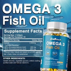 Omega 3 Fish Oil Capsules 2000mg-EPA & DHA-Highest Potency,Brain & Joint Support