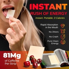 FYRROW Caffeine Energy Strips Display 24 Oral Strips 81mg Sour Cherry Sugar Free