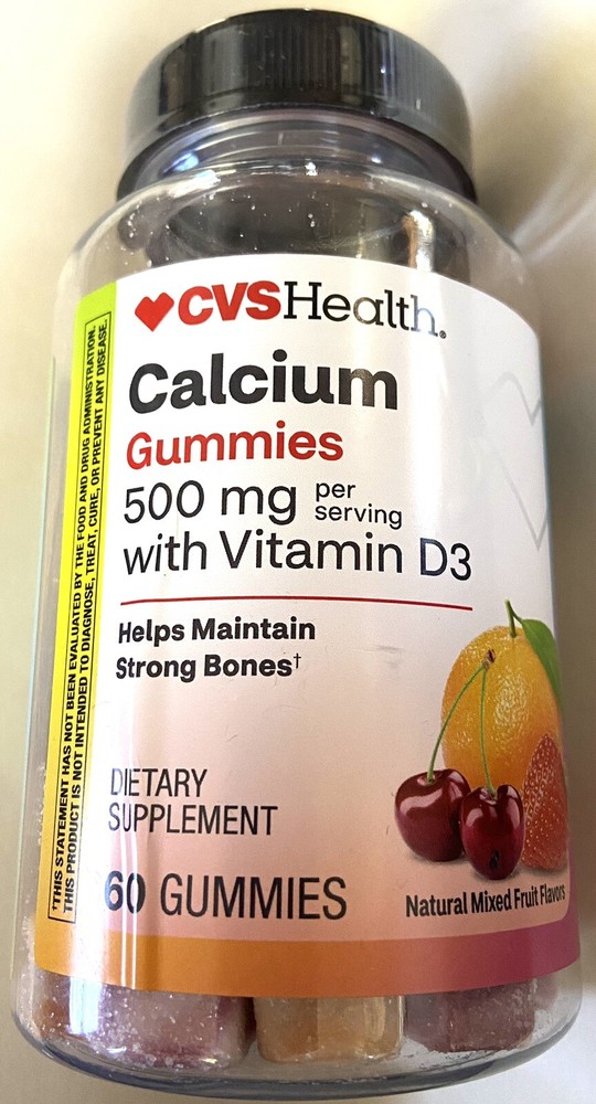 CVS 500 mg Calcium & Vitamin D3 Gummies 60pc 09/2026 Fruit Flavored