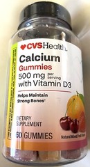 CVS 500 mg Calcium & Vitamin D3 Gummies 60pc 09/2026 Fruit Flavored