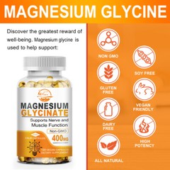 400MG Magnesium Glycinate High Absorption,Improved Sleep,Stress & Anxiety Relief