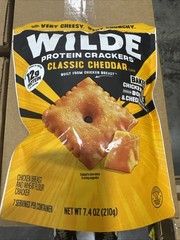 WILDE Protein Crackers Classic Cheddar 7.4 oz Healthy Protein Baked Snack Gluten