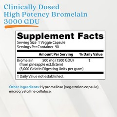 Doctors Best High Potency Bromelain 3000 GDU 90 Veggie Caps Exp 10/2028