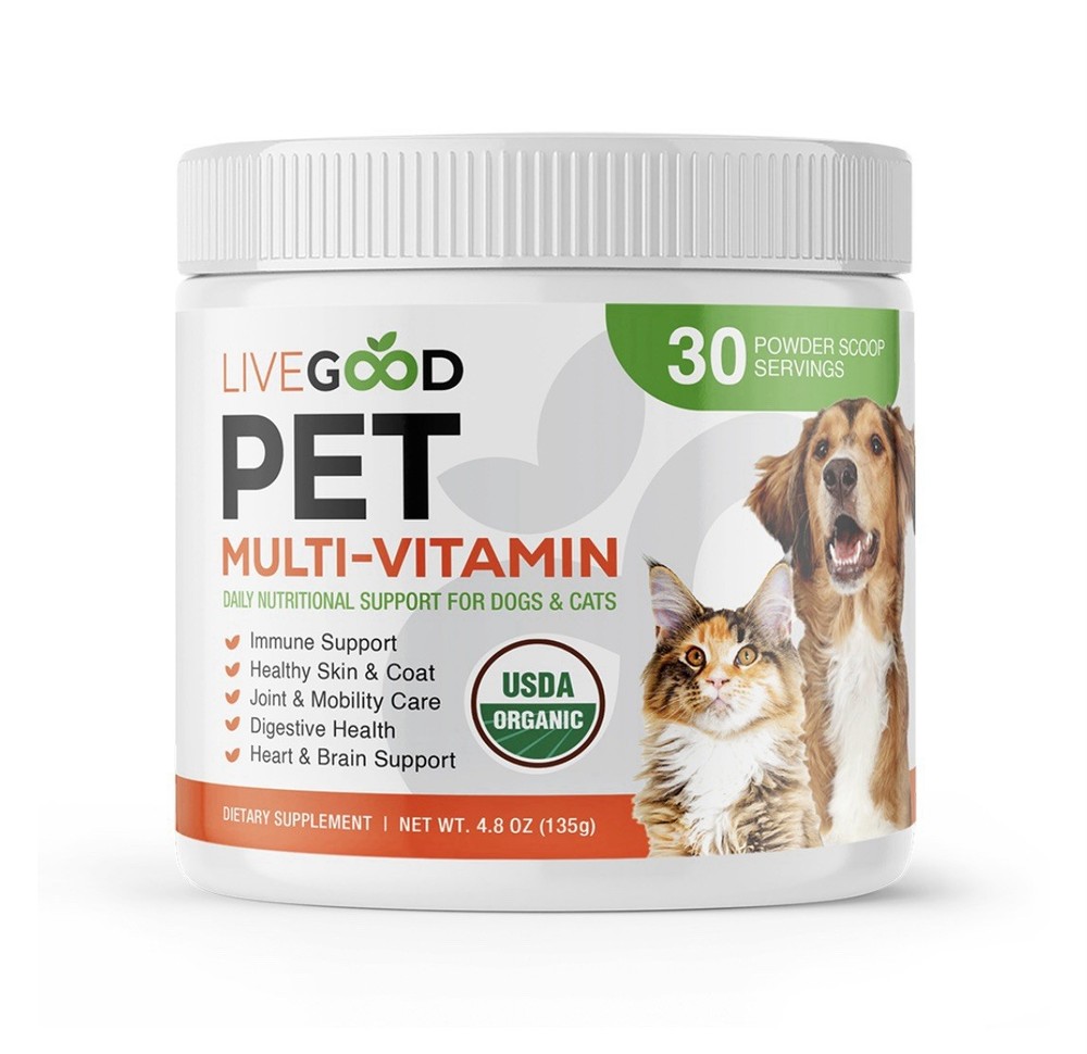 Livegood USDA Certified Organic Pet Multi-Vitamin 4.8oz Cat Dog Healthy Skin Coa