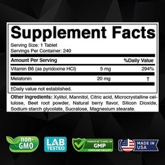 Relaxial Melatonin 20mg | High Potency Sleep Support | 240 Fast Dissolve Tablets
