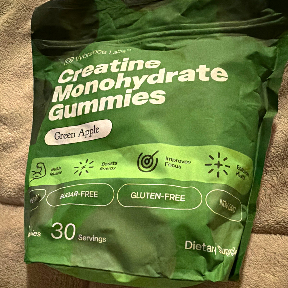 Vybrance Labs Creatine Monohydrate Gummies 120ct Green Apple Vegan Exp 08/2025