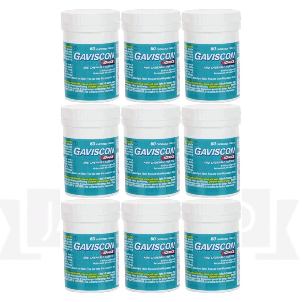 Gavi-scon Advance Chewable Mint Tablet 60ct – PACK OF 9