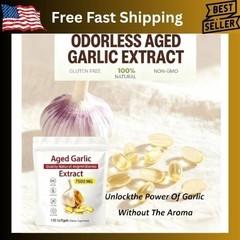 Odorless Garlic 7500mg Per Servings, 300 Softgels | 2 Years Aged Garlic Extra…