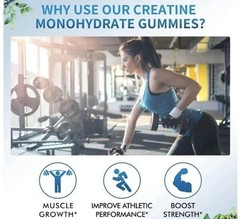 Creatine Monohydrate Gummies 5000Mg for Men & Women, 90ct Blueberry 11/2026