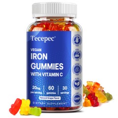 Iron Gummies – with Vitamin C – Energy and Immune Support Hemoglobin Production