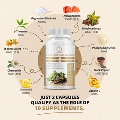 10-In-1 Cortisol Manager Vegan Capsules | Adrenal Support & Cortisol Balance
