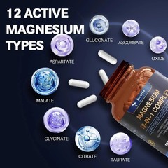 Magnesium Complex 12 in 1 Magnesium Glycinate, Citrate, Malate, Orotate USA 120C