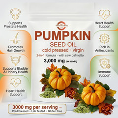 Pumpkin Seed Oil 4000mg Softgels | Cold Pressed Virgin | Saw Palmetto | 300 Coun