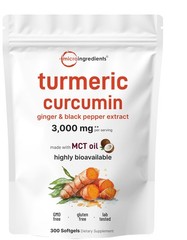 Turmeric Curcumin Supplement with Black Pepper & Ginger 300 Count (Pack of 1)