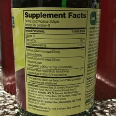 Spring Valley Turmeric Curcumin Complex 1000mg 90 Softgels Vegetarian Non-GMO