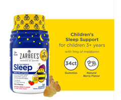 Zarbees Childrens Sleep Gummies with Melatonin Natural Berry 34 Count
