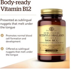 Solgar Sublingual Methylcobalamin Vitamin B12 5000 mcg 60 Nuggets EXP 08/2028
