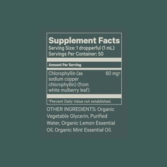 Liquid Chlorophyll Drops – Daily Detox, 3X Strength, Sugar-Free, Lemon & Mint Fl