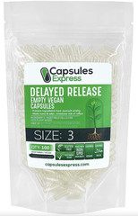 Delayed Release Size 3 Empty Capsules – 100 Count Clear Empty Vegan Capsules – V