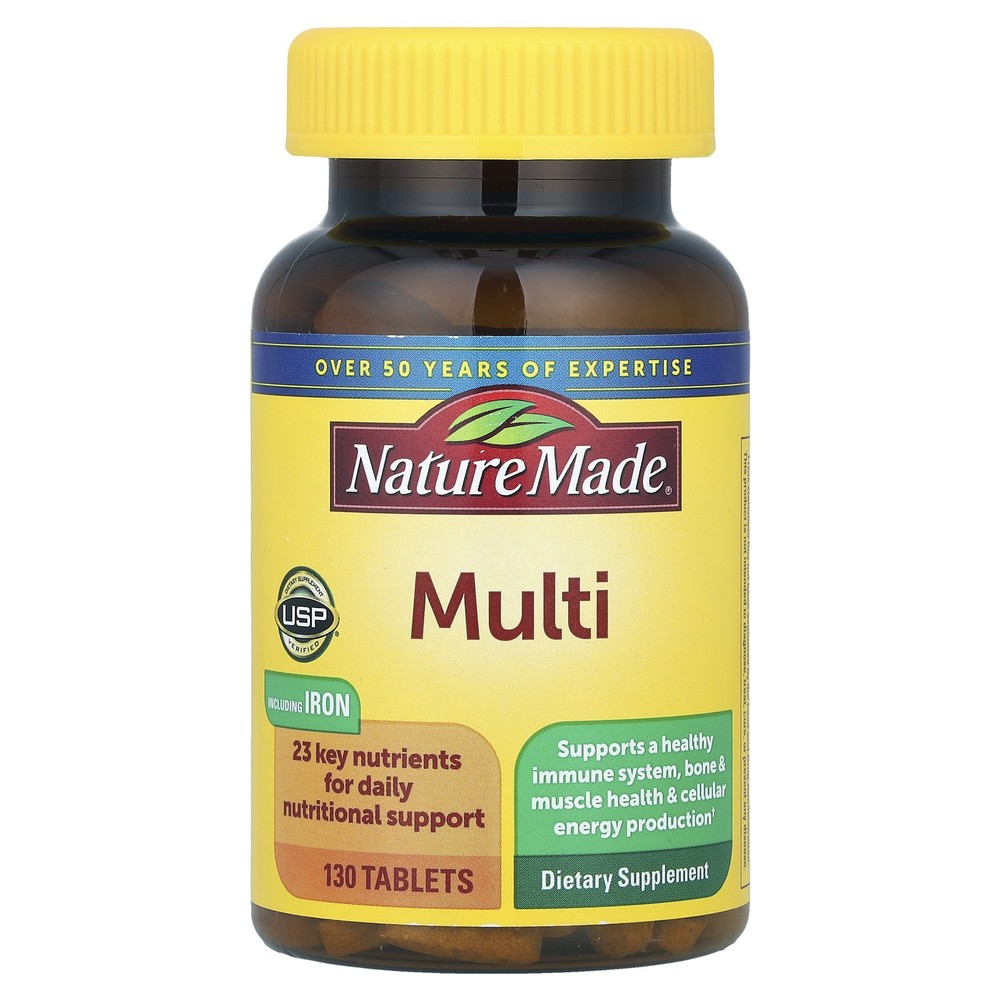 Nature Made Multi Complete with Iron 130 Tablets Gluten-Free, No Artificial