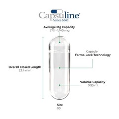 Capsuline Size 00 – Clear Empty Gelatin Capsules – 5000 Count – Empty Gel Pill