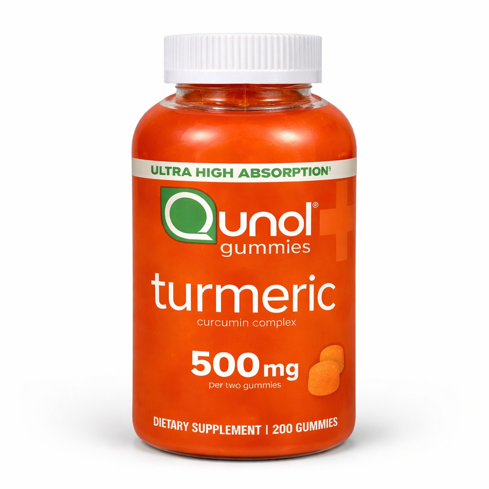 Qunol Turmeric Curcumin Gummies 500mg Tangerine Vegan Non-GMO