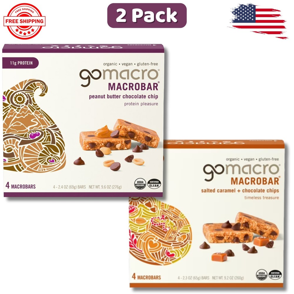GoMacro-Bar-Organic-Vegan Protein-Bars, Verity pack Chip (2.3oz) 8Ct