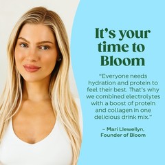 Bloom Daily Hydration Electrolyte Powder Packets with Collagen, 5g Protein, E…