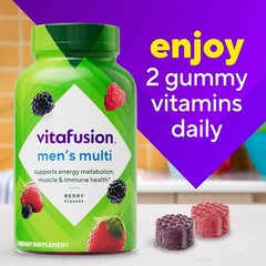 Adult Gummy Vitamin Supplement for Men, Berry Flavored, A, C, D, E, B6, B12