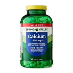 3 Pack Spring Valley Calcium Plus Vitamin D Tablets 600 mg Bone Health 500 Count