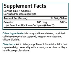 Selenium 200mcg Amino Acid Immune Support Trace Mineral Non-GMO, 250 Capsules