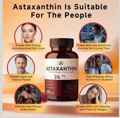 GBN Astaxanthin Supplements 24mg 200 Softgels, Supports Eye, Skin, Joint, Brain,