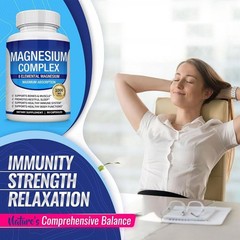 90 Count Magnesium Glycinate Complex Capsules, 1000mg Daily Mineral Wellness